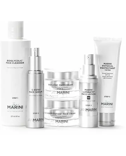 Jan Marini Skin Care Management System tinted for dry/very dry skin: Bioglycolic face Cleanser 237ml + C-Esta face serum 30ml + Bioclear face cream 28g + Age Intervention face cream 28g + Luminate face lotion 30ml + Physical protectant tinted SPF 45 57g, image 2