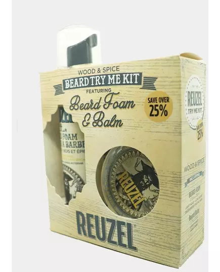 Reuzel Beard Try Me kit: Wood & Spice Beard foam 70ml + Beard balm 35g, image 2