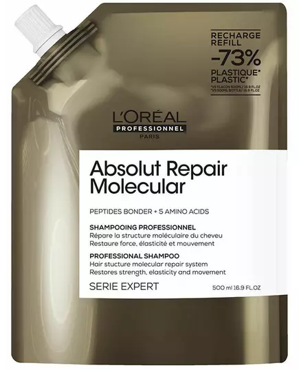 L'Oréal Professionnel Absolut Repair Molecular Professionelles sulfatfreies Shampoo für geschädigtes Haar (Nachfüllpackung) 500 ml