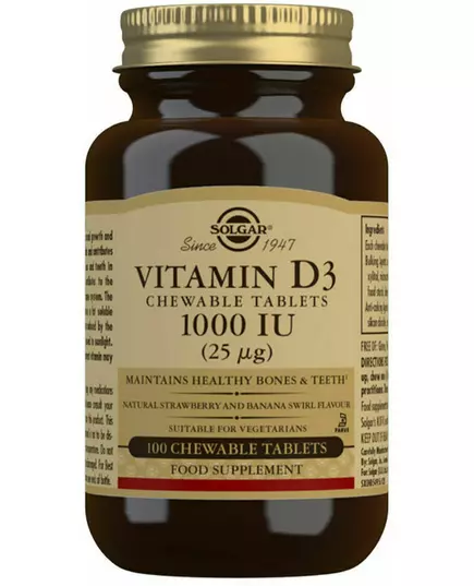 Solgar Vitamine D3 1000 IU (25 mcg) comprimés à croquer 100 pcs.