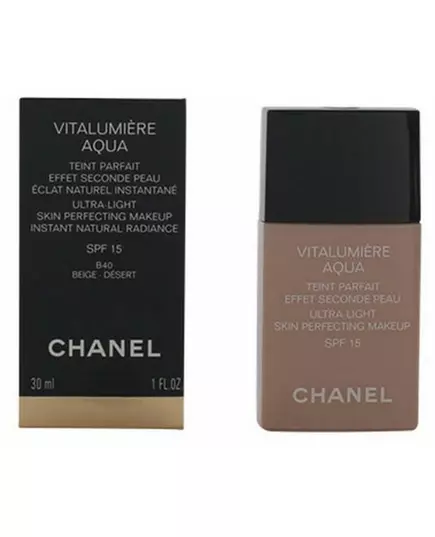 CHANEL Vitalumière Aqua foundation shade #40-beige désert, image 2