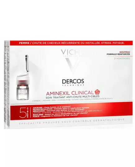 Traitement anti-chute symptomatique Vichy Dercos Aminexil Clinical 21 x 6 ml