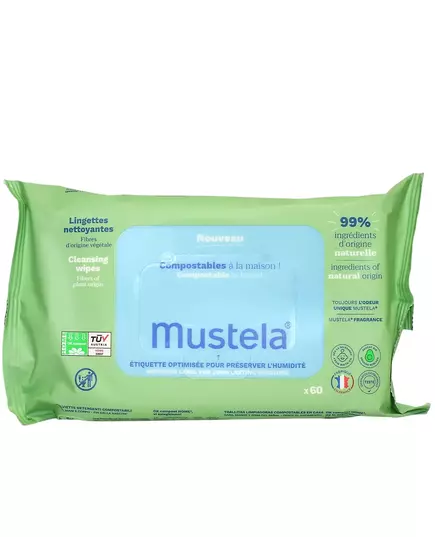 Setzen Mustela Compostable Avocado Reinigungstücher 60 stk, 60 Stück