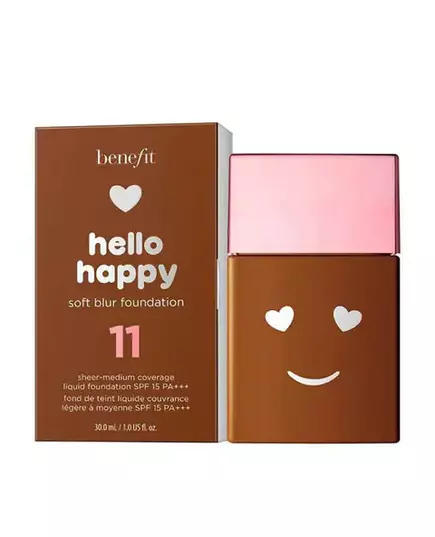 Benefit Hello Happy Soft Blur Mattes Finish Flüssige Grundierung 11 Dunkel Neutral SPF 15, 30 ml, Bild 2