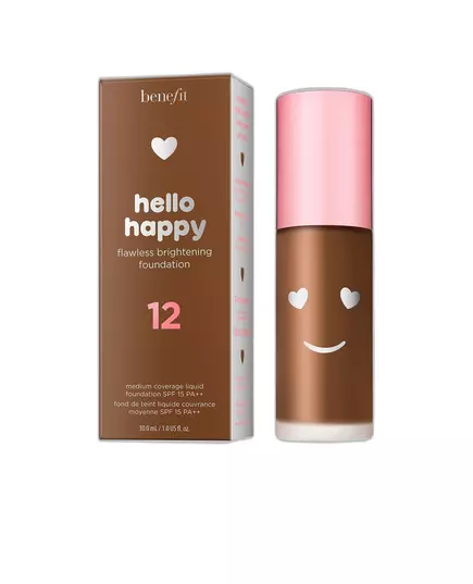 Benefit Hello Happy Aufhellung Flüssige Grundierung 12 Tiefes Warm SPF 15, 30 ml