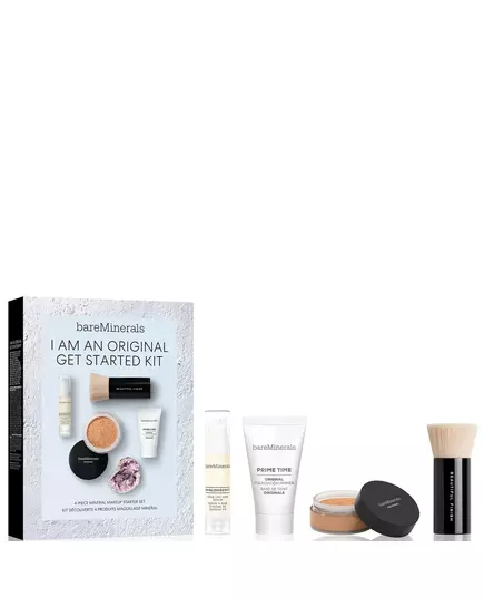 I Am An Original Set BareMinerals: Prime Time Vitamin E Smooth Wear Foundation Primer Golden Tan 15 ml + + Mineral Veil Matte Finish Loose Setting Powder Golden Tan 2 g + BareMinerals Setting Powder Brush, 15 ml