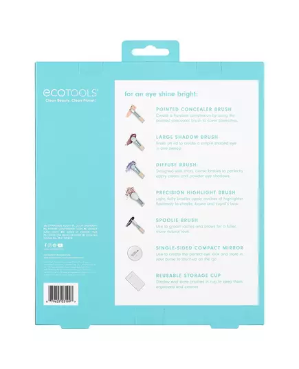 Brighter Tomorrow Set EcoTools: EcoTools Pointed Concealer Brush + EcoTools Large Eyeshadow Brush + EcoTools Diffuse Eyeshadow Brush + EcoTools Precision Highlighter Brush + EcoTools Spoolie Eyebrow Brush + Compact Mirror Single-Sided + EcoTools, image 2