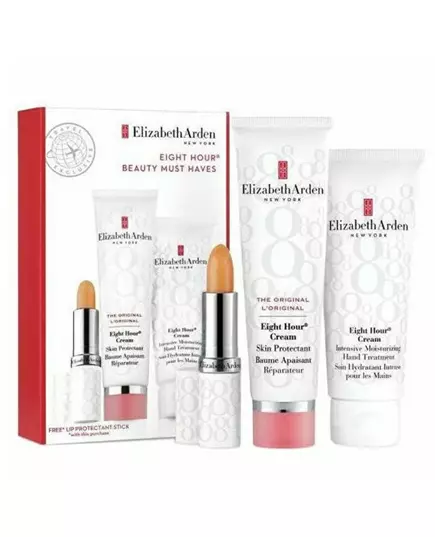 Set Elizabeth Arden: Eight Hour Intense Moisture Hand Cream 30 ml + Eight Hour Protective Cream For Face 50 ml + Eight Hour Lip Protectant Stick Cream Lipstick, 30 ml