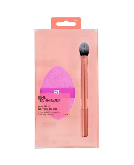 Set Real Techniques: Miracle Makeup Sponge Pink + Miracle Makeup Sponge Orange + Real Techniques Eyeshadow Brush 242, 2 pièces