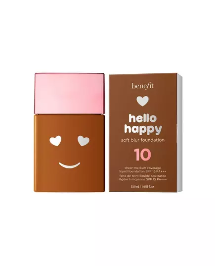 Benefit Hello Happy Soft Blur Matte Finish Liquid Foundation 10 Deep Warm SPF 15, 30 ml