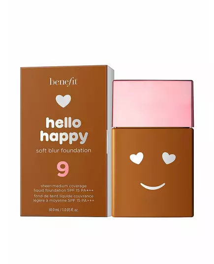 Benefit Hello Happy Soft Blur Matte Finish Liquid Foundation 09 Deep Neutral SPF 15, 30 ml