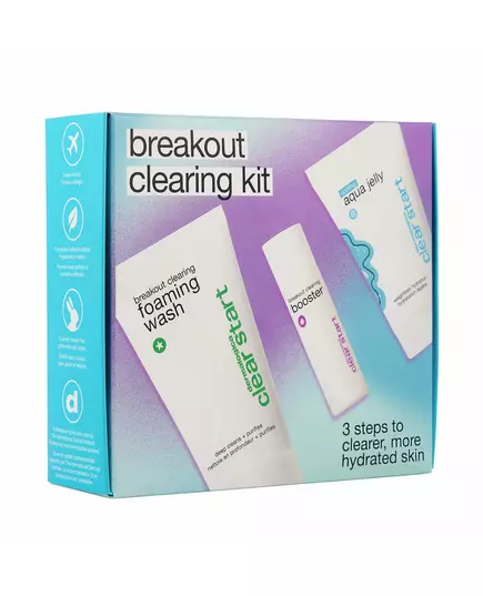 Clear Start Breakout Clearing Kit Set Dermalogica: Clear Start Aqua Jelly For Regulation Of Excessive Sebum Gel For Face 25 ml + Clear Start Cleanser Cleansing Foam 75 ml + Clear Start Booster Niacinamide Calming & Cooling Local Treatment Lotion For