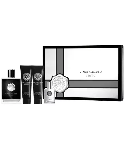 Set Vince Camuto: Virtu Eau De Toilette For Men 100 ml + Virtu Eau De Toilette For Men 15 ml + Virtu Moisturizing After-Shave Balm 90 ml + Virtu Shower Gel Body, 100 ml