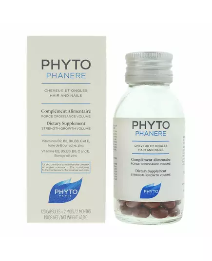 Phyto Phytophanère Biotin Vitamins Zinc Strengthen Hair & Nails Capsules 120 gélules, 120 pièces, image 2