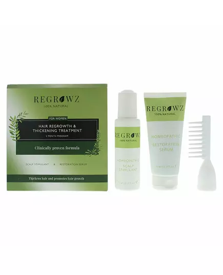 Set Regrowz: Homeopathic Scalp Serum Restorative 75 ml + Homeopathic Scalp Cream Treatment Hydrate & Protect 75 ml + Homeopathic Mini Hair Brush White, 75 ml, image 2