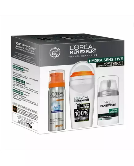 Travel Set L'Oreal Paris: Men Expert Alcohol-Free Hydrating & Regenerating Day & Night Cream For Face 50 ml + Men Expert Alcohol-Free Anti-Sweat Deodorant Roll-On For Men 50 ml + Men Expert Glycerin Against Irritation Shaving Foam, 50 ml, image 3