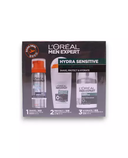 Travel Set L'Oreal Paris: Men Expert Alcohol-Free Hydrating & Regenerating Day & Night Cream For Face 50 ml + Men Expert Alcohol-Free Anti-Sweat Deodorant Roll-On For Men 50 ml + Men Expert Glycerin Against Irritation Shaving Foam, 50 ml, image 2
