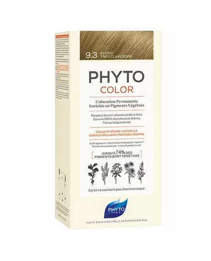 PHYTOCOLOR #9.3-rubio dorado muy claro 4 u, 50 ml