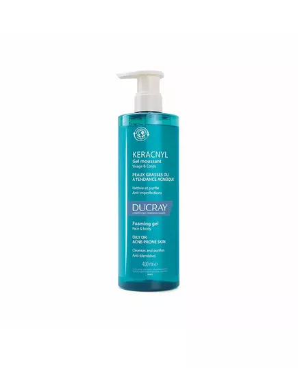 Ducray Keracnyl Anti-Acnee Cleansing Gel For Face & Body, 400 ml