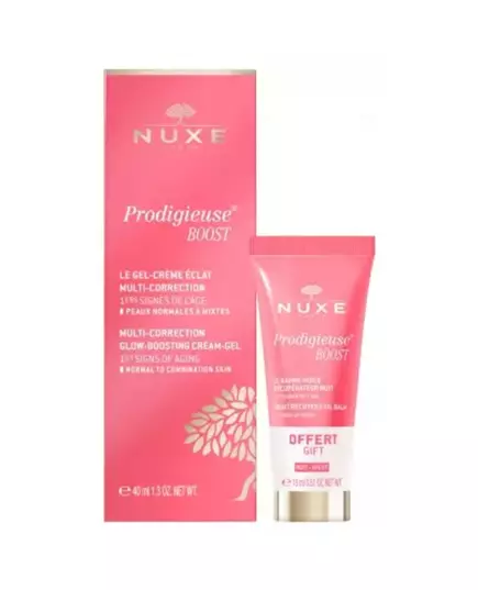 Set Nuxe: Creme Prodigieuse Boost Recovery Night Balm For Face 15 ml + Prodigieuse Boost Multi-Correction Gel Cream For Face, 15 ml