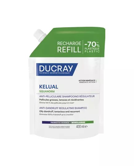 Ducray Kelual Squanorm Hair Treatment Shampoo Anti-Dandruff For Scalp With Oily Dandruf Refill, 400 ml