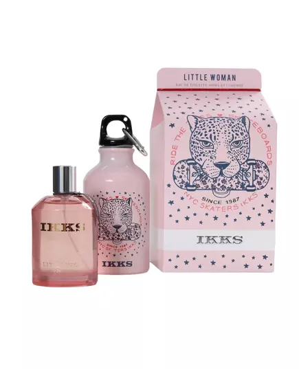 Set Ikks: Little Woman Eau De Toilette For Women 100 ml + Little Woman GWP Glass Water Bottle Pink, 100 ml