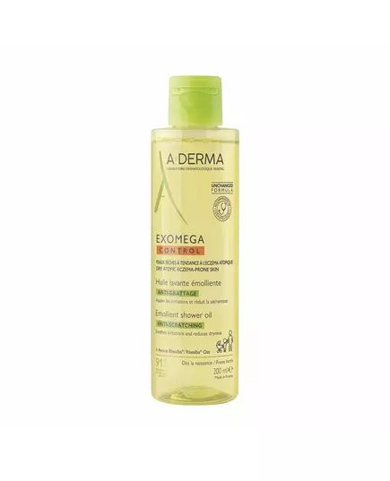 A-Derma Exomega Control Emollient Shower Oil For Very Dry To Atopic Sensitive Skin, 200 ml, image 3