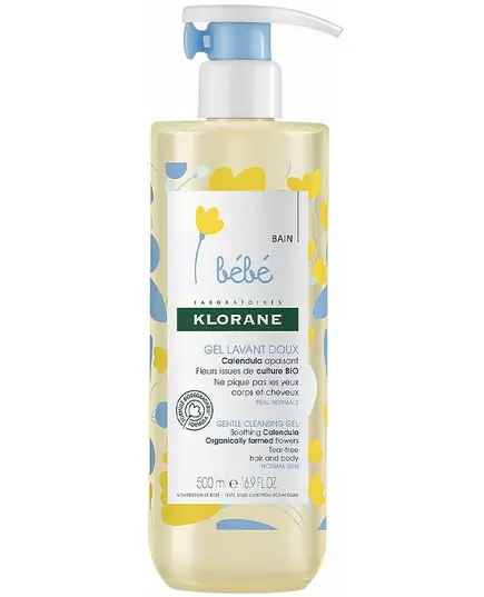 Klorane Baby Nettoyage doux Gel douche Pour les cheveux & le corps Tous les types de peau 500, 500 ml