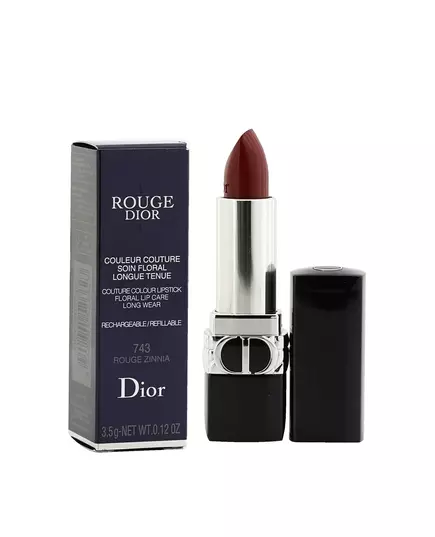 Christian Dior Couture Colour Satin Finish Cream Lipstick 743 Rouge Zinnia Refillable, 3.5 g