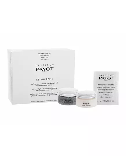 Pro Box Le Supreme Set Payot: Baume Fondant Balm For Face 30 g + Crystal Powder Mask For Face 10 pcs 2 g + Gommage Perles Serum Capsules For Face, 10 × 2 g