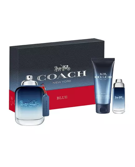 Set Coach: Blue Eau De Toilette For Men 100 ml + Blue Eau De Toilette For Men 15 ml + Blue Shower Gel Beard & Hair, 100 ml