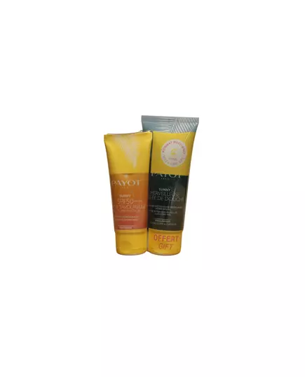 Duo Set Payot: Sunny Cleansing Shower Gel For Body Face & Hair All Skin Types 200 ml + Sunny Sun Protection Before Sun Exposure Cream For Face SPF 50, 200 ml