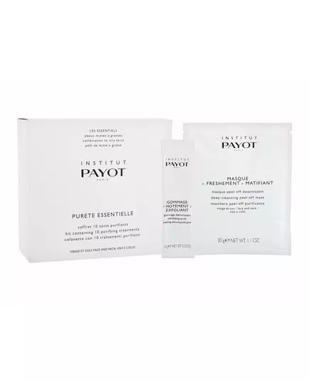 PAYOT Purete Essentielle Face Mask 300g Set (Face Mask Deep-Cleansing Peel-Off Mask 10 x 30 g + pleťový Scrub Exfoliating Scrub 10 x 10 g), 10 pcs