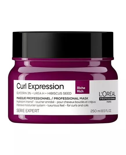 L'Oreal Professionnel Serie Expert Curl Expression Rich Glycerin3% + Urea H + Hibiscus Seed Hair Treatment Cream Mask Intense Moisturizing, 250 ml