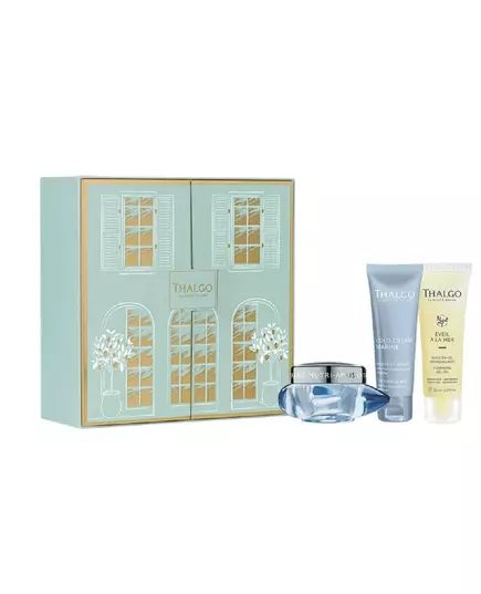 Gift Box Set Thalgo: Eveil à la Mer Cleanser Cleansing Gel For Face 50 ml + Cold Cream Marine Soothing Cream For Face 50 ml + Cold Cream Marine Sos Soothing Cream Mask For Face, 50 ml