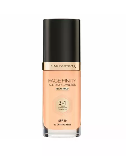 Max Factor Facefinity All Day Flawless Vegan Matt Primer Concealer und Foundation 3-in-1 33 Kristallbeige SPF 20, 30 ml