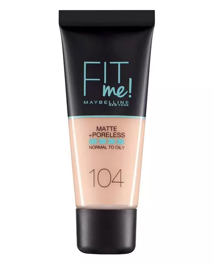 Maybelline Fit Me Matte + Poreless Fond de teint liquide 104 Ivoire doux, 30 ml