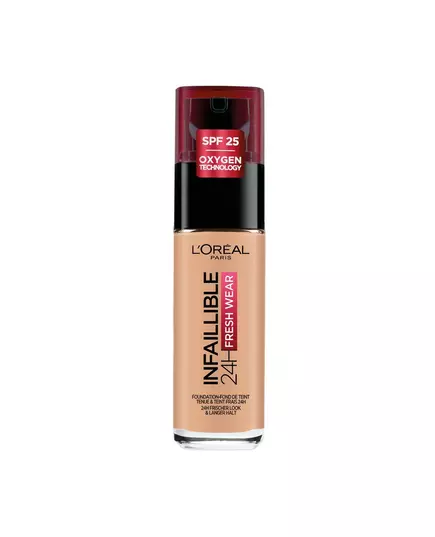 L'Oreal Paris Infaillible 24h Fresh Wear Ganztägiges Tragen Flüssige Grundierung 235 Honig SPF 25, 30 ml