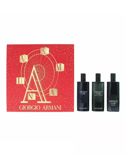 Set Giorgio Armani: Code Parfum For Men Refillable 15 ml + Code Eau De Toilette For Men 15 ml + Code Eau De Parfum For Men, 15 ml