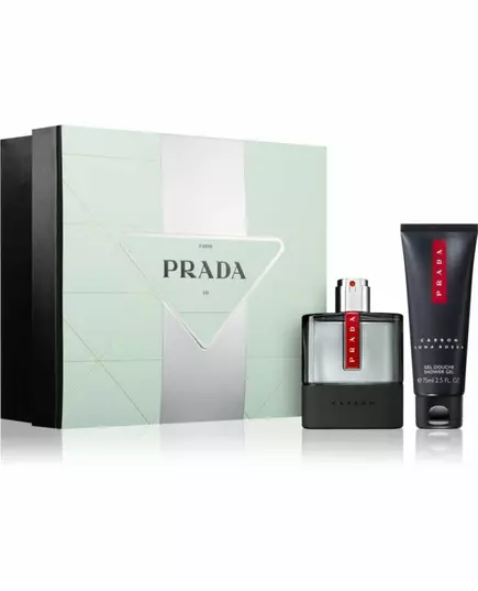 Set Prada: Luna Rossa Carbon Eau De Toilette For Men 50 ml + Luna Rossa Carbon Revitalized Shower Gel Body, 50 ml