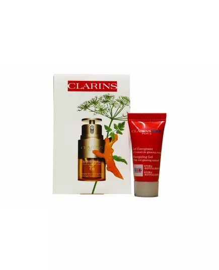 Set Clarins: Men Energising Day & Night Gel For Face 5 ml *Miniature + Double Eye Anti-Ageing Eye Serum 3 ml *Miniature + Clarins GWP Textile Pouch Blue, 5 ml
