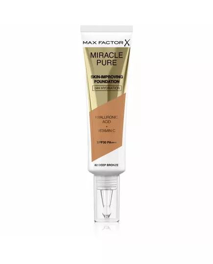 Max Factor MIRACLE PURE fond de teint améliorant la peau hydratation 24h SPF30 #82-bronze profond, 30 ml