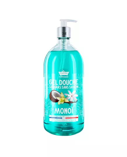 Les Petites Bains de Provence Monoi Duschgel Für Körper Gesicht & Haar Für empfindliche Haut, 1000 ml