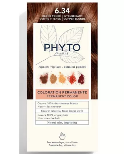 Phyto Color Kit Coloration Teinture permanente pour cheveux 6.34 Intense Dark Copper Blonde, 1 pièce, image 2