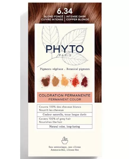 Phyto Color Kit Coloration Teinture permanente pour cheveux 6.34 Intense Dark Copper Blonde, 1 pièce