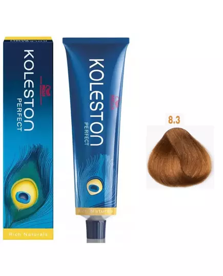 Wella Professionals Koleston Perfect Permanent Hair Dye 8/3 Light Blonde Gold, 60 ml