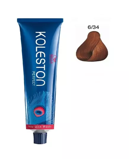 Wella Professionals Koleston Perfect Teinture permanente pour cheveux 6/34 Dark Blonde Golden Red, 60 ml