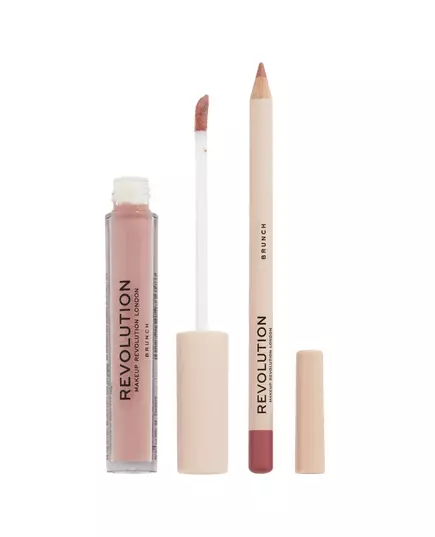 Set Makeup Revolution: Makeup Revolution Liquid Lipstick Brunch 3 ml + Makeup Revolution Precision Lip Liner Brunch, 3 ml