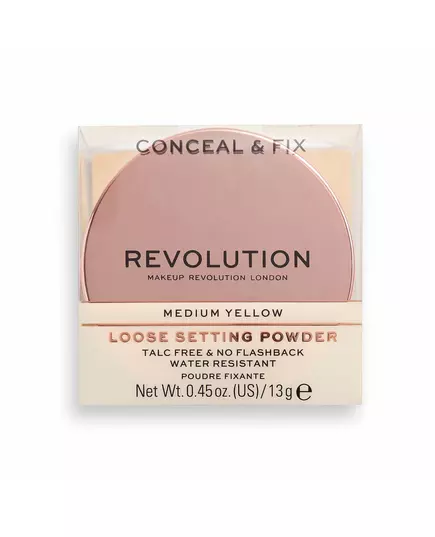 Makeup Revolution Conceal & Fix Vegan Loose Setting Powder Medium Yellow, 13 g, image 2