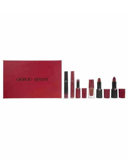 Set Giorgio Armani: Rouge d'Armani Matte Cream Lipstick 400 Four Hundred 4 g + Lip Maestro Lip Stain Liquid Lipstick 400 6.5 ml + Lip Magnet Liquid Lipstick 400 3.9 ml + Ecstasy Lacquer Shining Lip Gloss 400 3 ml + Rouge d'Armani Cream Lipstick 400